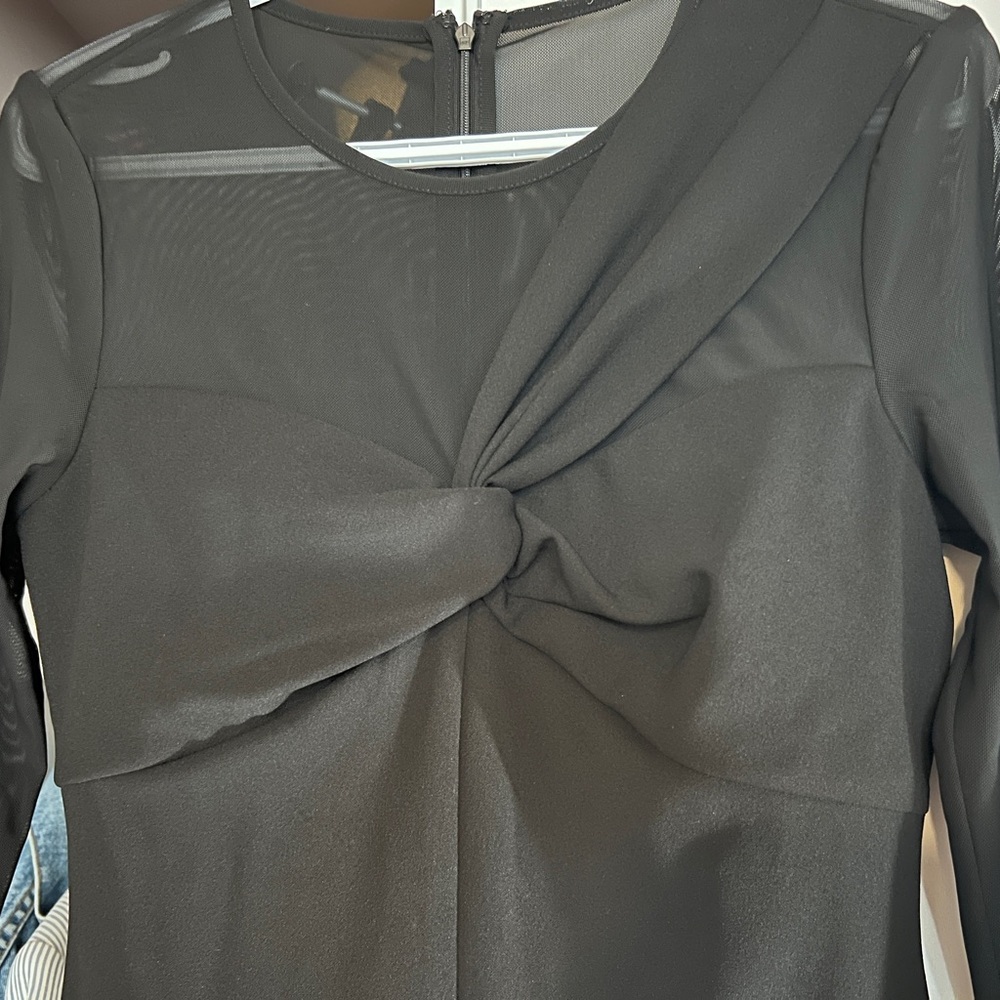 DKNY Black Long Sleeve Twist Dress